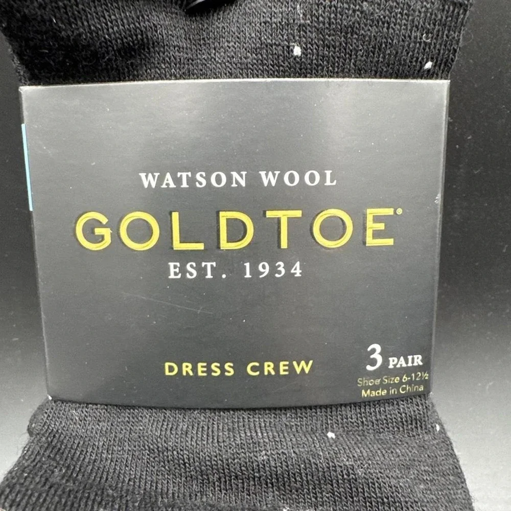 Gold Toe Watson Wool Dress Crew Socks-3 Pack NWT